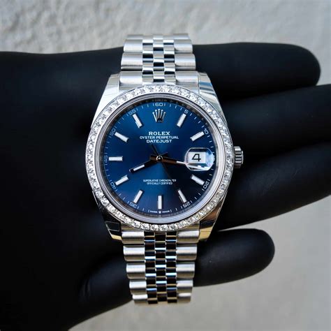 rolex blue diamond dial|rolex datejust 41 diamond bezel.